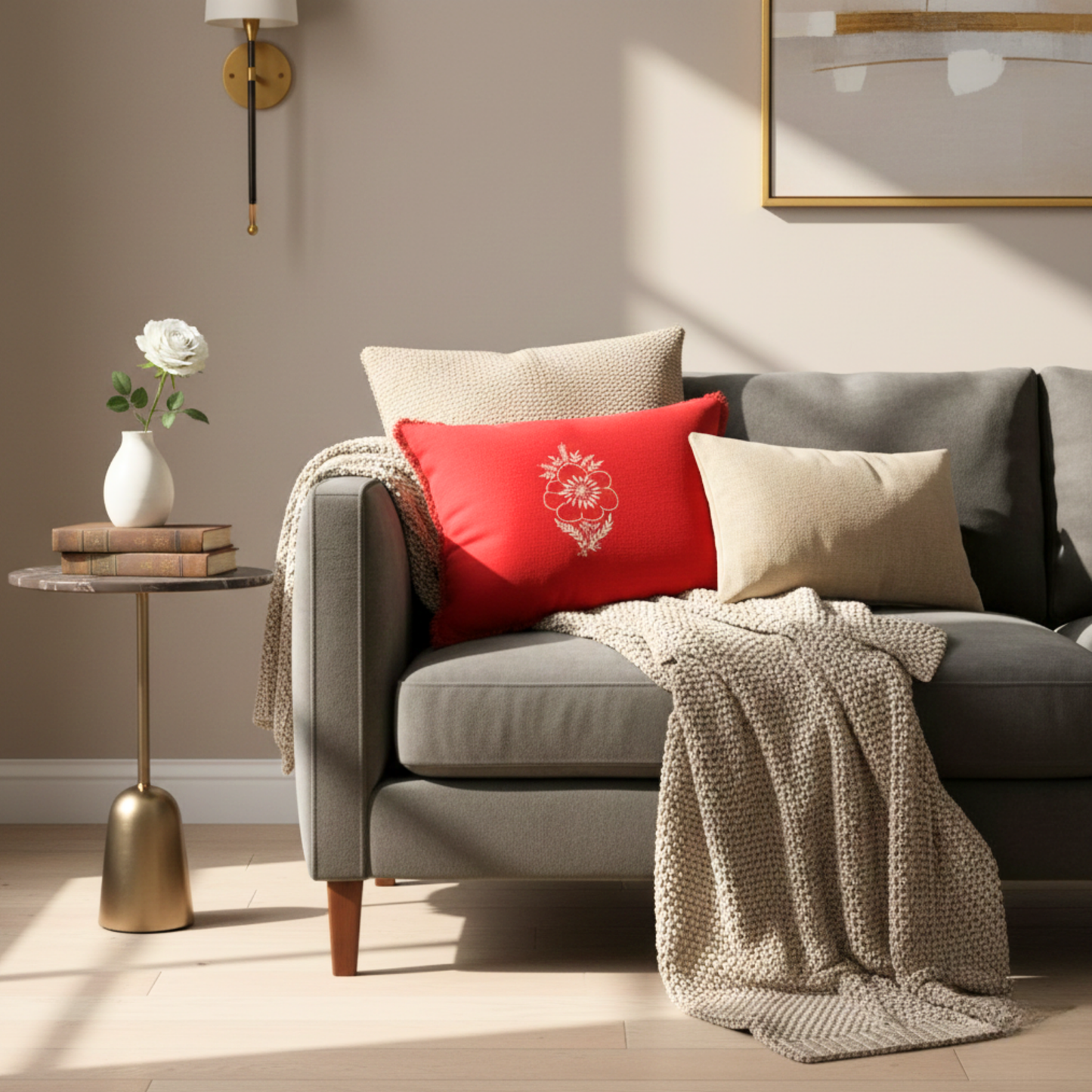 Meher Chikankari Cushion Cover