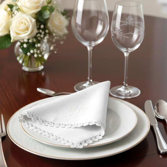 2 White Blossom Napkin