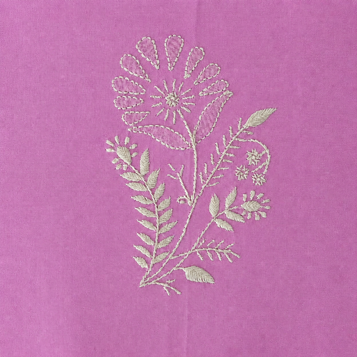 Pink Quartz Chanderi Chikankari Cushion Cover