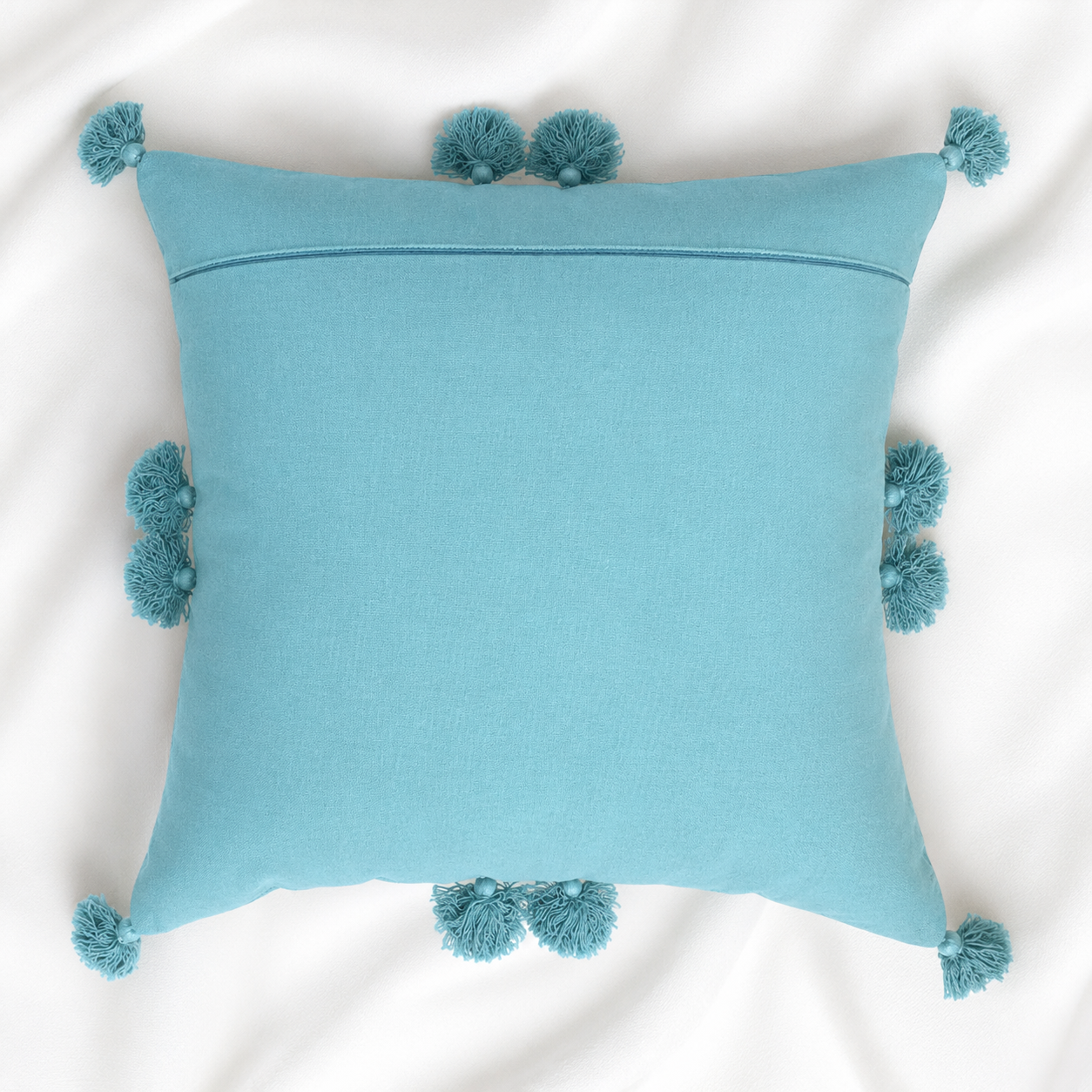 Teal Tourmaline Chanderi Chikankari Cushion Cover
