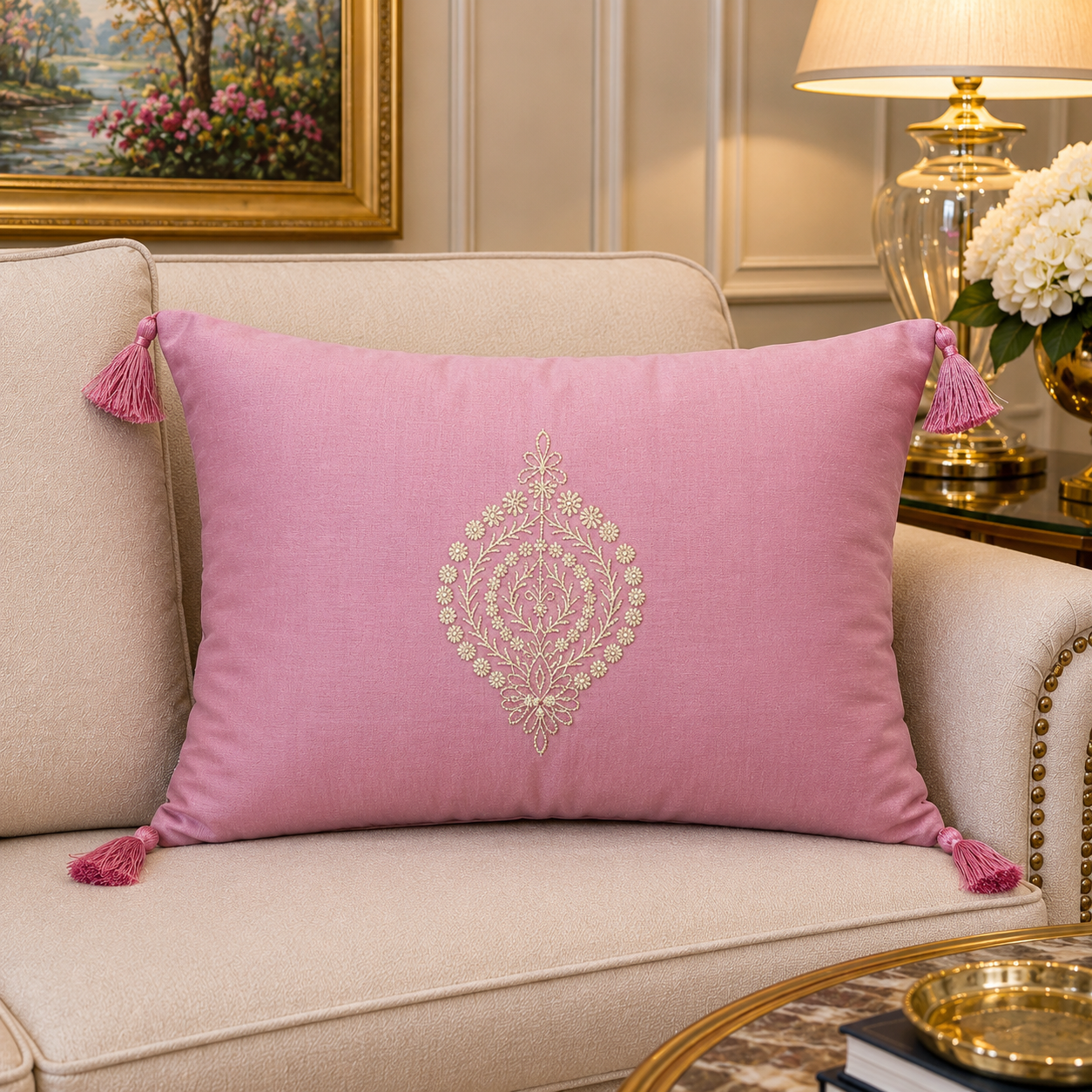 The Raat Rani Chikankari Cushion Cover