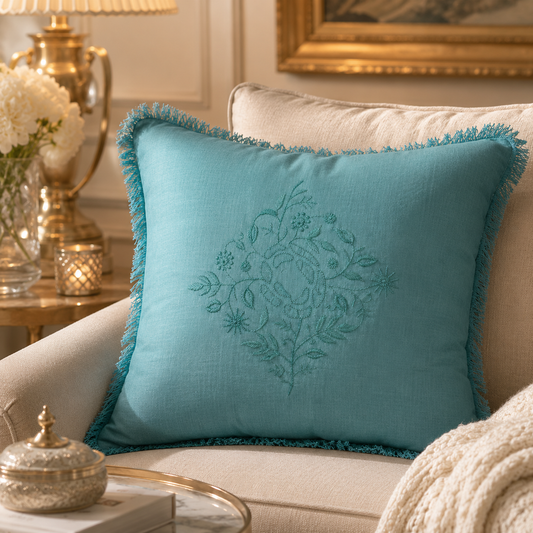 Mehr-e-Firoza Chikankari Cushion Cover