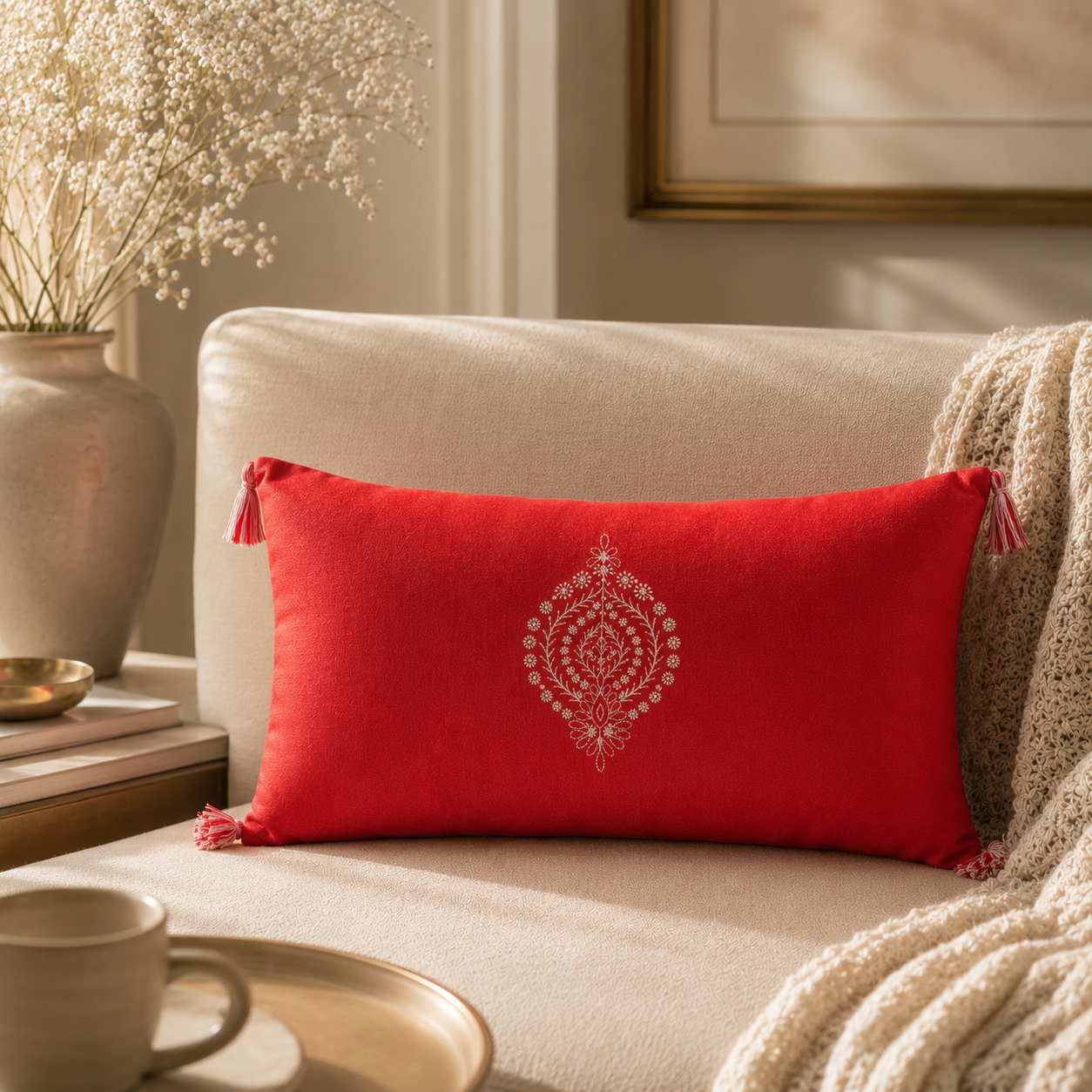 Gulnar Chikankari Cushion Cover