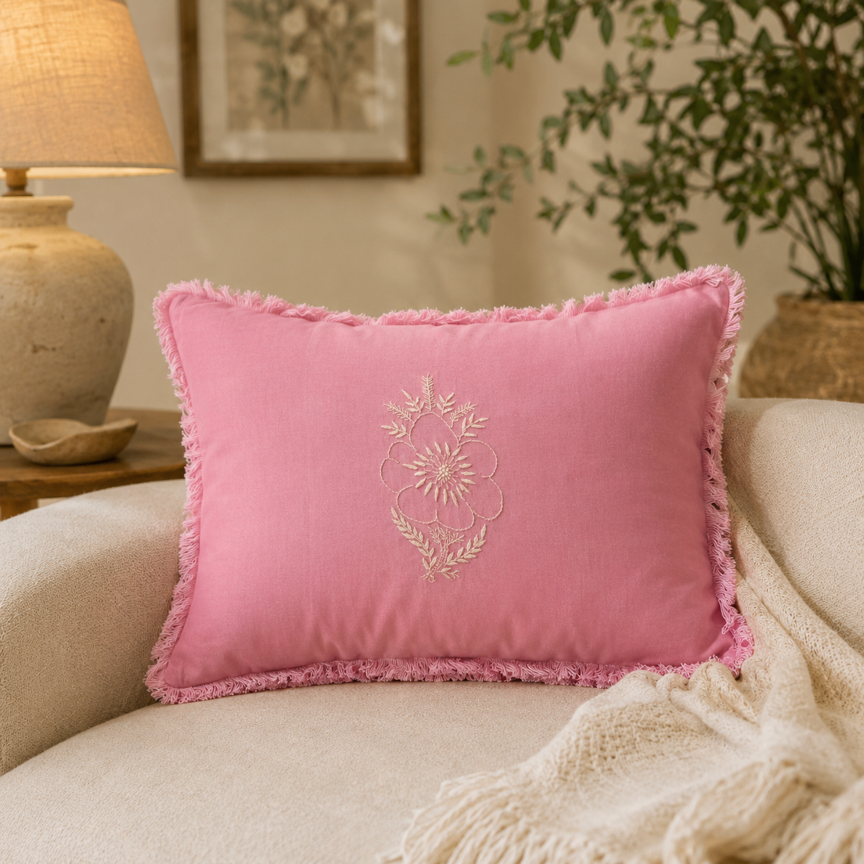 Gulfam Chikankari Cushion Cover