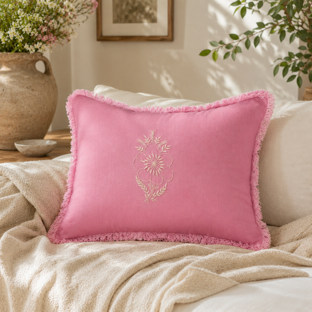 Gulfam Chikankari Cushion Cover