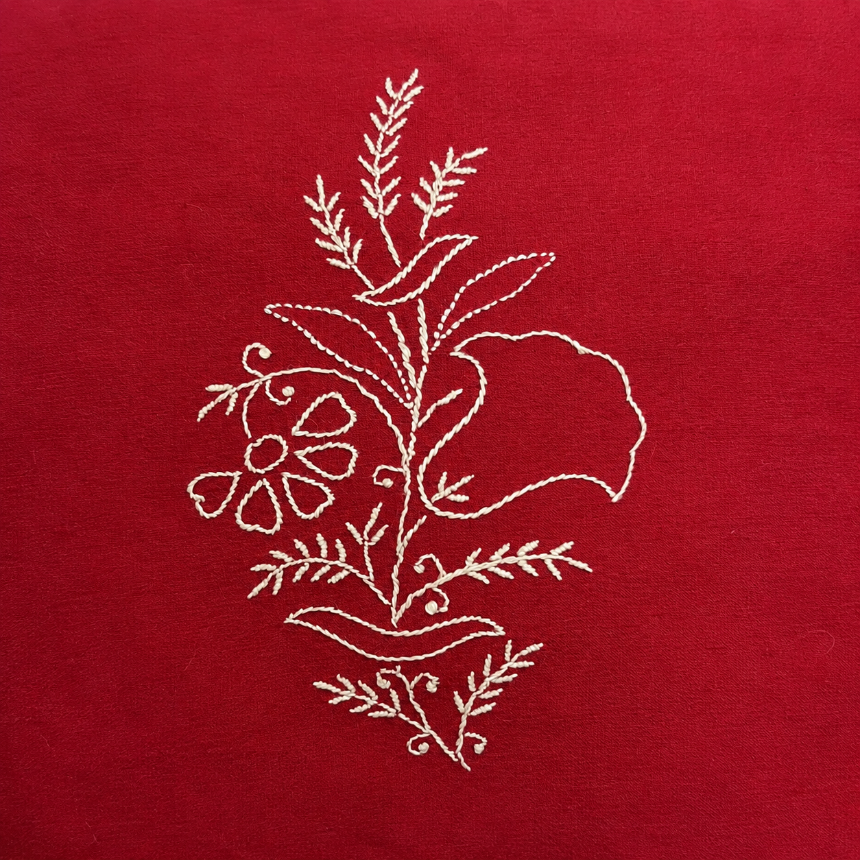 Crimson Botanica Cushion Cover